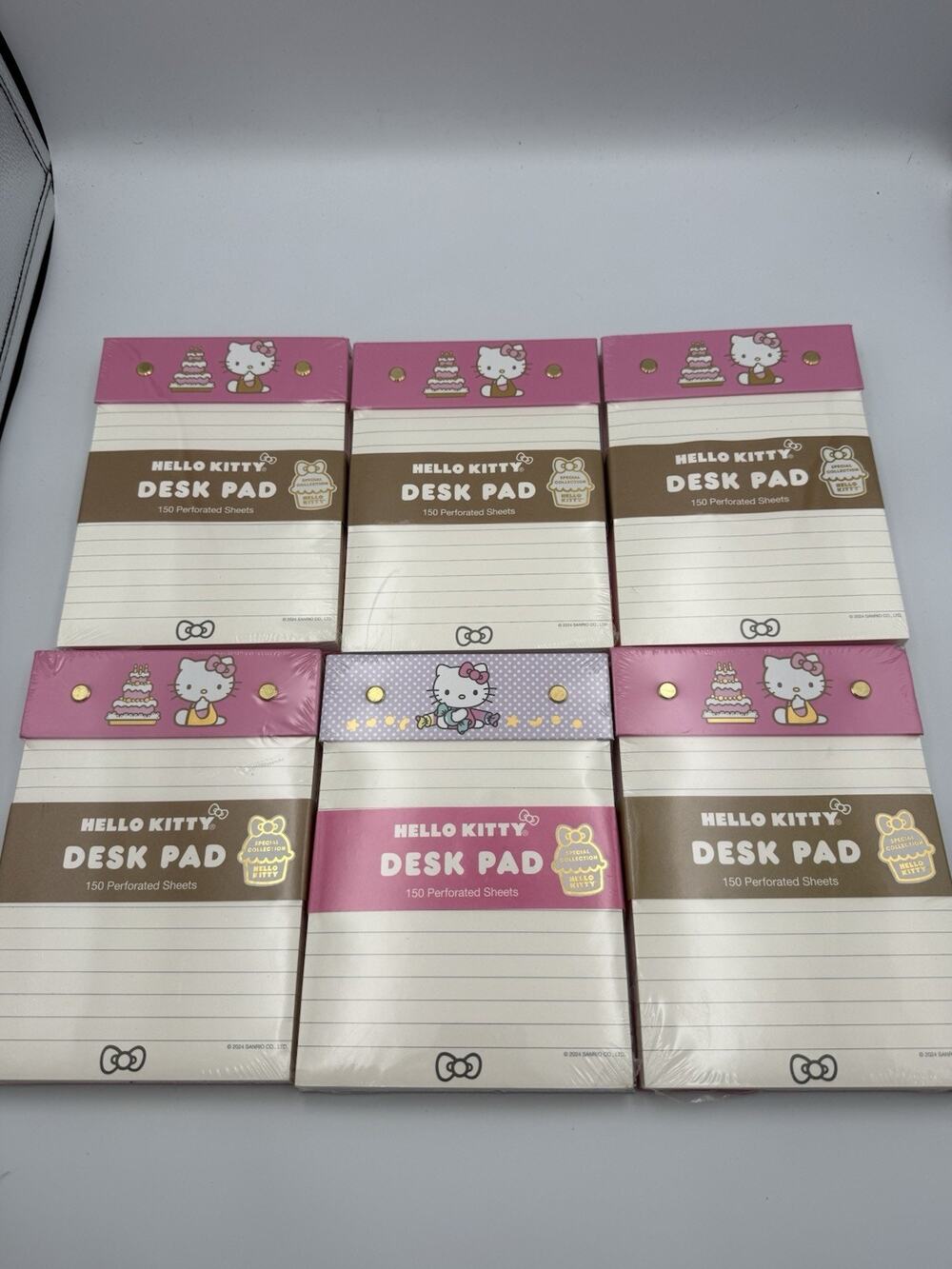 Sanrio Hello Kitty Desk Pad Notepad Set - 150 Perforated Sheets Each (Lot of 6)